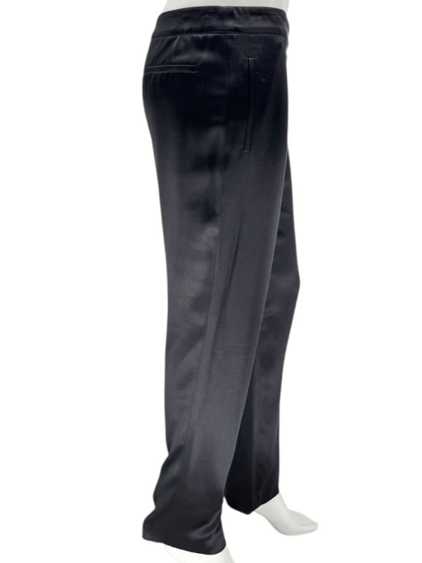 Pamella Roland Black Satin Tapered Pants – Large