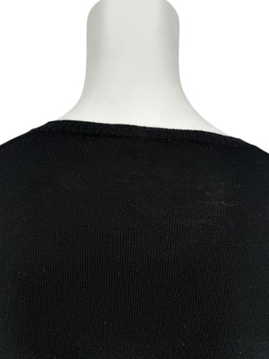 Rubin Chapelle Black Merino Wool Deep V-Neck Sweater – Large Made in Italy