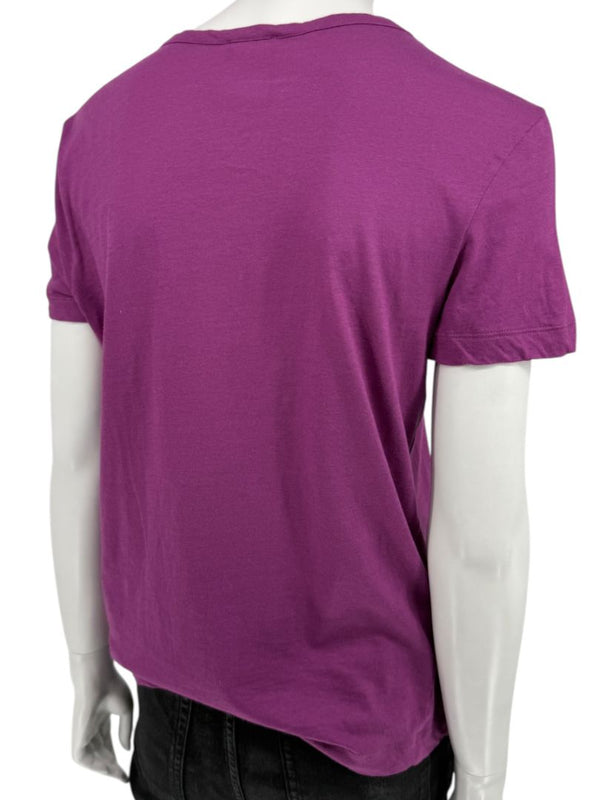 Chanel Purple Cotton T-Shirt with Beaded CC Logo – Spring 2009 Collection – Size FR 44 (US 10/12)
