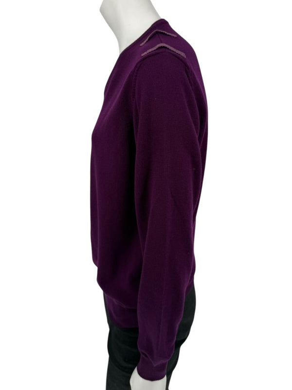 Burberry London Plum Merino Wool Sweater – Size S Mens