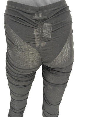 Jean Paul Gaultier Black Ruched Mesh Leggings – Size L