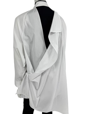 Yohji Yamamoto White Asymmetric Back-Drape Shirt Dress – Size 1