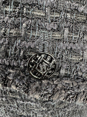 Chanel Women’s Black Textured Tweed Military-Inspired Jacket – Size 44