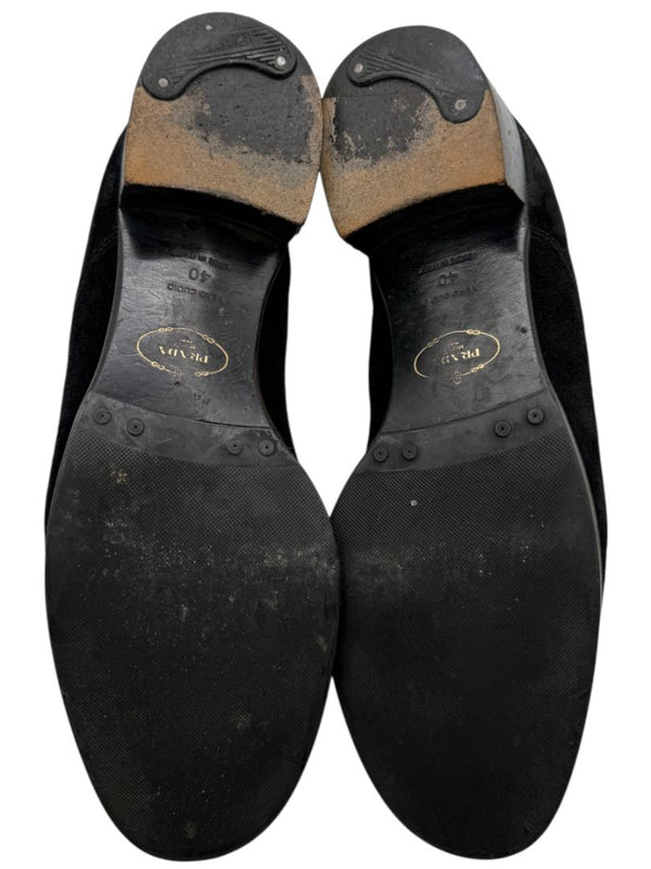 Prada Black Suede Lace-Up Derby Shoes – Size 40