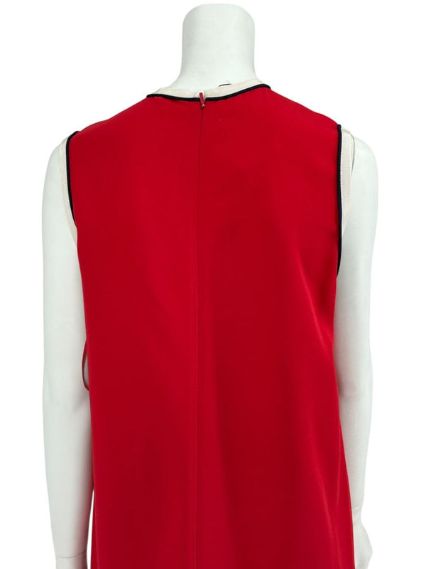 GUCCI Black Sleeveless Mini Dress with Red & Cream Trim - Size IT 46