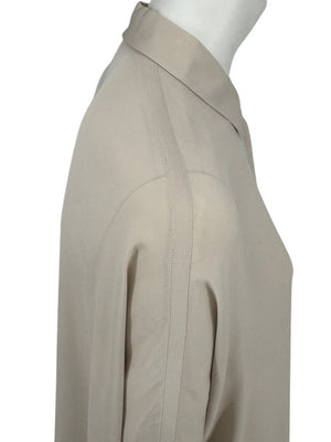 Loro Piana Taupe Silk Short-Sleeve Blouse – Large