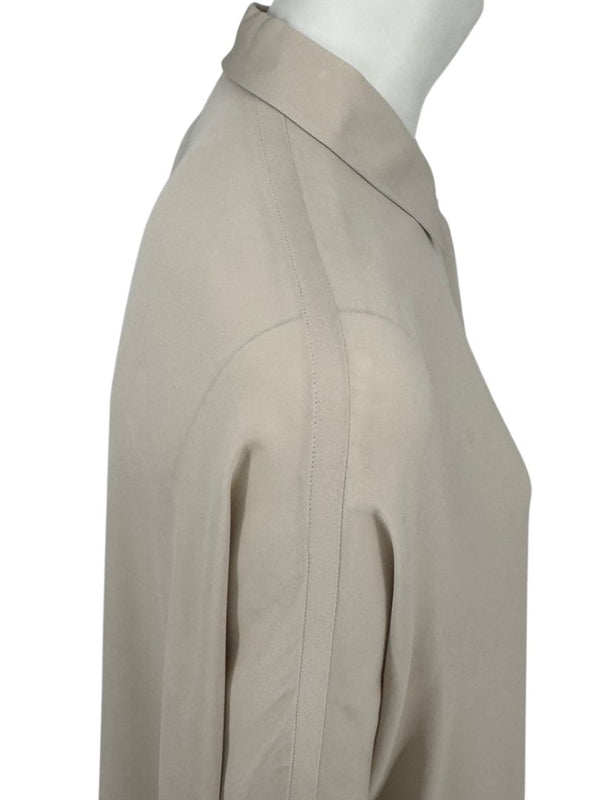 Loro Piana Taupe Silk Short-Sleeve Blouse – Large