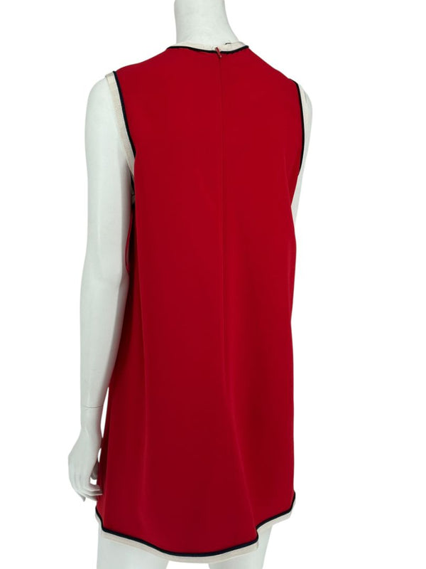 GUCCI Black Sleeveless Mini Dress with Red & Cream Trim - Size IT 46