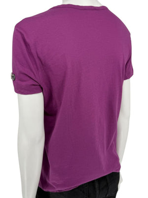 Chanel Purple Cotton T-Shirt with Beaded CC Logo – Spring 2009 Collection – Size FR 44 (US 10/12)