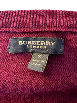 Burberry London Plum Merino Wool Sweater – Size S Mens