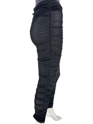 Jean Paul Gaultier Black Ruched Mesh Leggings – Size L