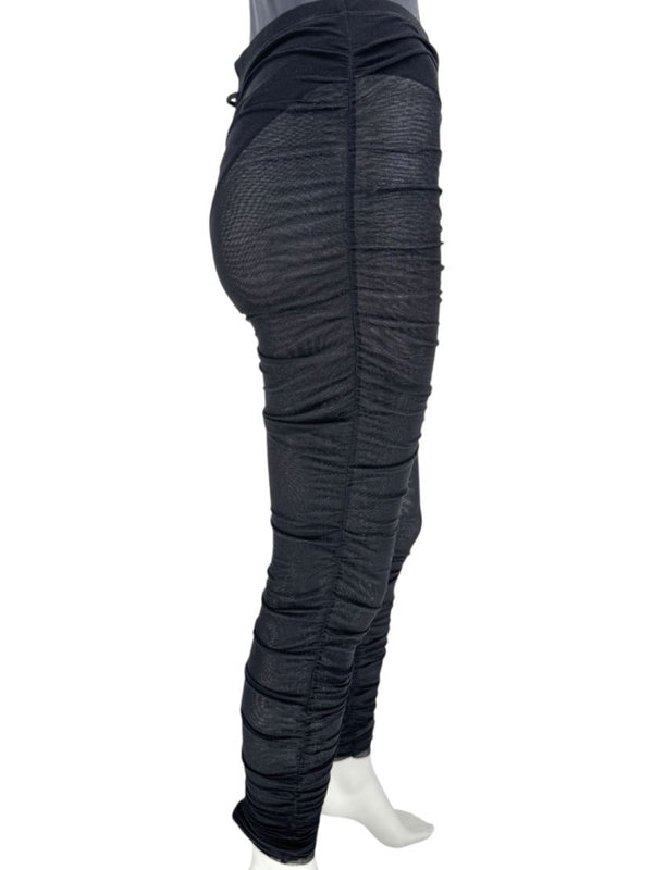 Jean Paul Gaultier Black Ruched Mesh Leggings – Size L