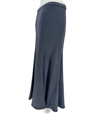 Carmen Marc Valvo Signature Black Acetate–Rayon Flared Midi Skirt – Size 10