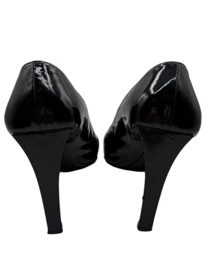 Vera Wang Black Patent Leather Buckle Heels – Size 10
