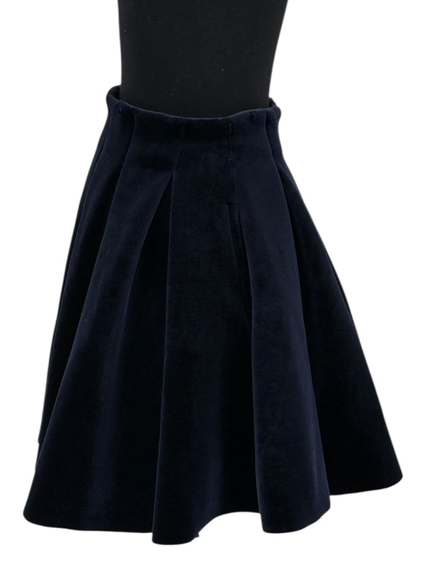 Maje Navy Blue Velvet Pleated Skirt – Size 38
