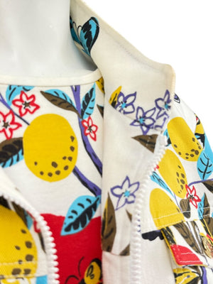 St. John Sport by Marie Gray Fruit & Butterfly Print T-Shirt &amp; Denim-Style Jacket Set – Size XL