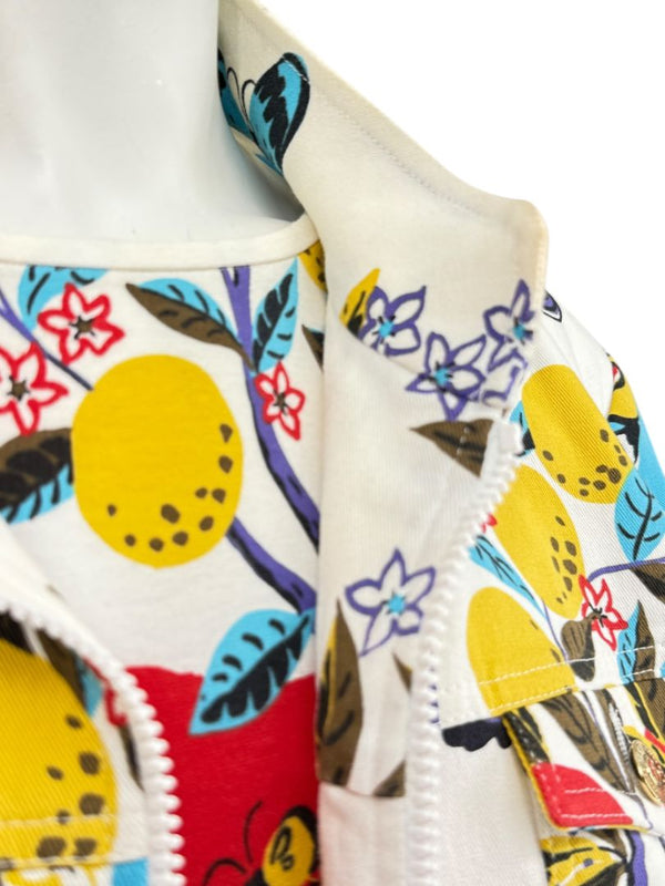 St. John Sport by Marie Gray Fruit & Butterfly Print T-Shirt &amp; Denim-Style Jacket Set – Size XL