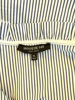 Lafayette 148 New York Navy & White Striped Sleeveless Shift Dress with Pockets – Size XL