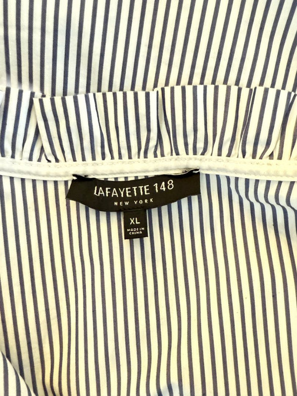 Lafayette 148 New York Navy & White Striped Sleeveless Shift Dress with Pockets – Size XL