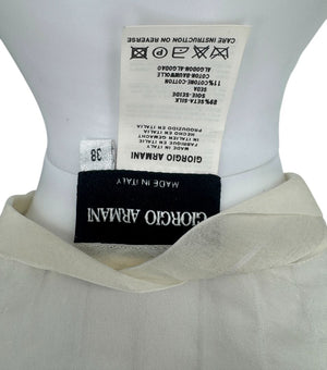 Giorgio Armani Sheer Silk-Blend Pleated Blouse – Size 38 – Made in Italy