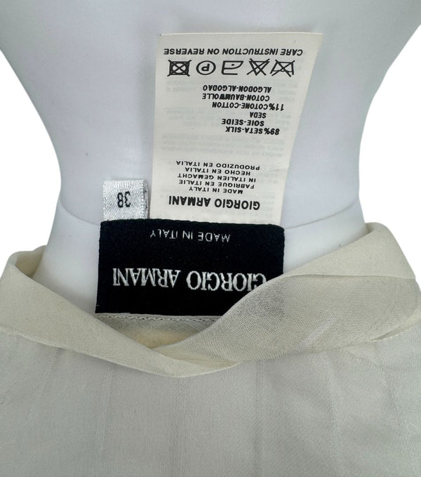 Giorgio Armani Sheer Silk-Blend Pleated Blouse – Size 38 – Made in Italy