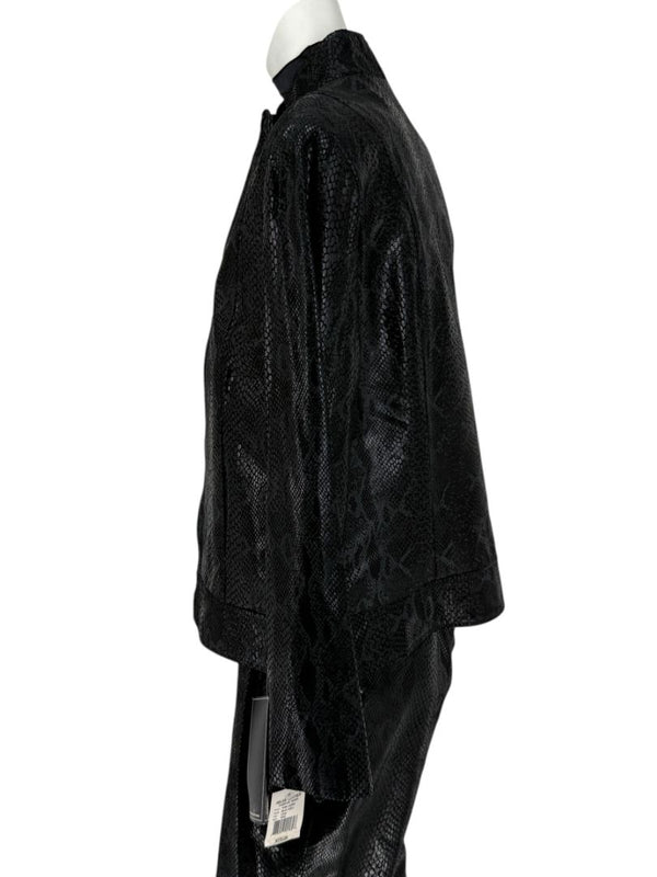 Adler Collection Black & Grey Faux Snake Embossed Leather Pantsuit – New with Tags