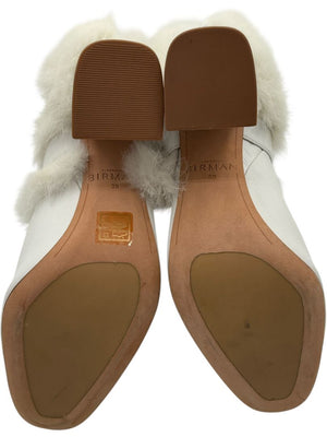 Alexandre Birman White Leather & Fur Ankle Booties – Size 39