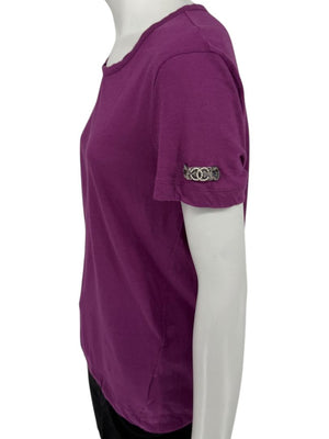 Chanel Purple Cotton T-Shirt with Beaded CC Logo – Spring 2009 Collection – Size FR 44 (US 10/12)