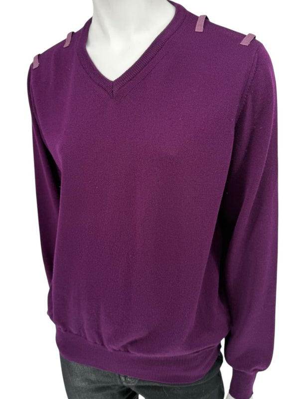 Burberry London Plum Merino Wool Sweater – Size S Mens