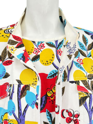 St. John Sport by Marie Gray Fruit & Butterfly Print T-Shirt &amp; Denim-Style Jacket Set – Size XL