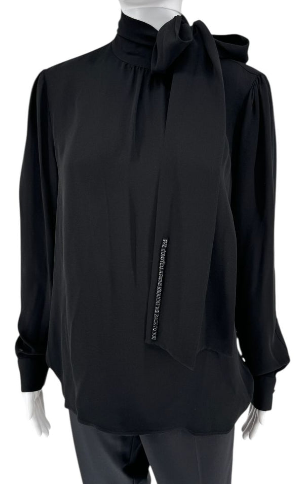 Valentino Embroidered Silk Crepe Blouse in Black – Size IT 42 (US 6)