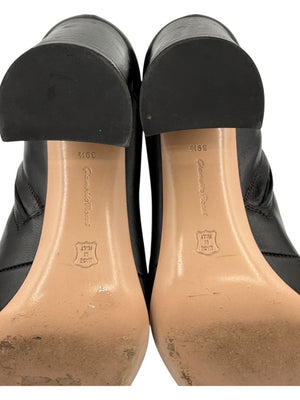 Gianvito Rossi Black Leather Block Heel Ankle Boots – Size 39.5