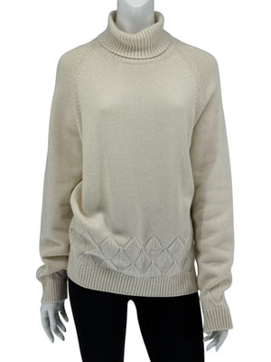 Loro Piana Cream Baby Cashmere Turtleneck Sweater – Size IT 48