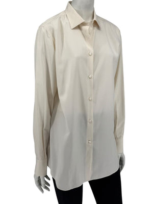Loro Piana Ivory Silk Button-Up Shirt – Size IT 46