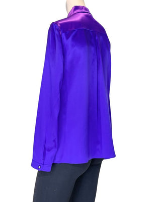 Akris Purple Mulberry Silk Button-Front Blouse – Size 8