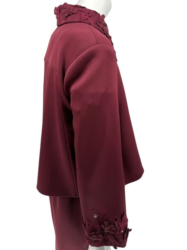 Pamella Roland Burgundy Embellished 2-Piece Set – Large