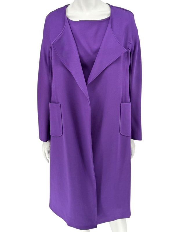 Pamella Roland Purple 2-Piece Dress & Coat Set Sheath Dress & Jacket – Large