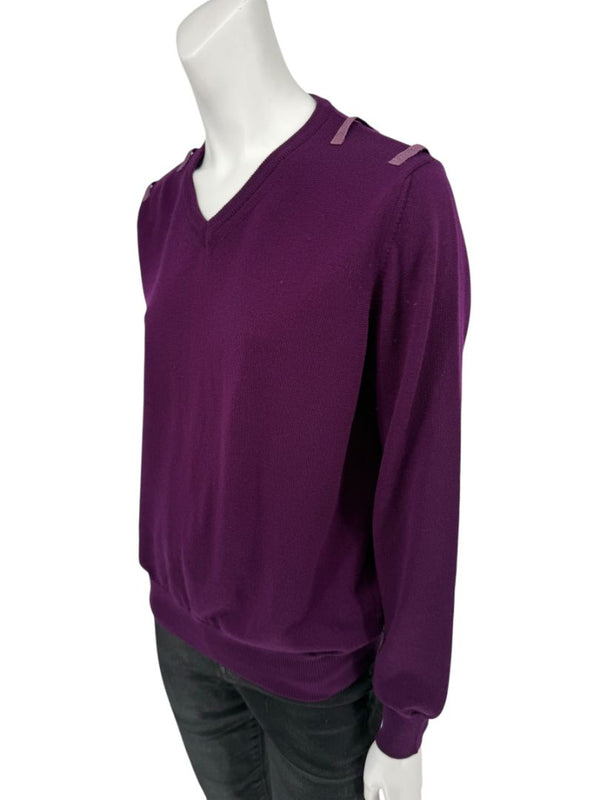 Burberry London Plum Merino Wool Sweater – Size S Mens