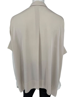 Loro Piana Taupe Silk Short-Sleeve Blouse – Large