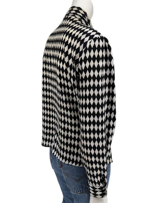 Cygnet Black & Ivory Harlequin Print Button-Up Blouse – Size 13