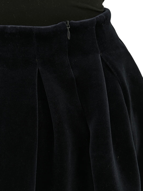 Maje Navy Blue Velvet Pleated Skirt – Size 38