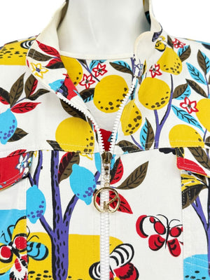 St. John Sport by Marie Gray Fruit & Butterfly Print T-Shirt &amp; Denim-Style Jacket Set – Size XL