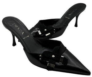 Prada Y2K Ribbon Kitten Heel Mules - Size 37
