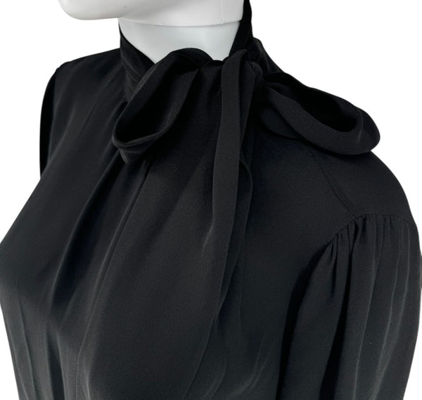 Valentino Embroidered Silk Crepe Blouse in Black – Size IT 42 (US 6)