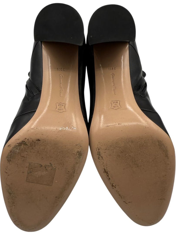 Gianvito Rossi Black Leather Block Heel Ankle Boots – Size 39.5