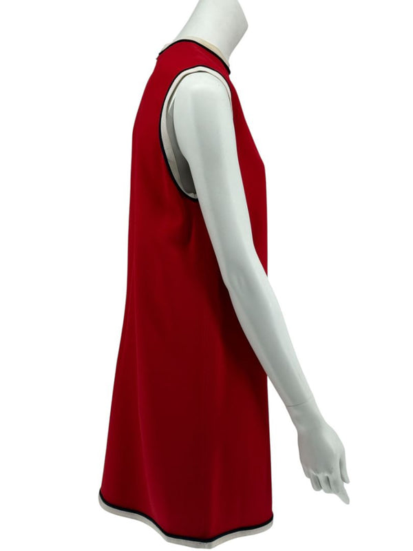 GUCCI Black Sleeveless Mini Dress with Red & Cream Trim - Size IT 46