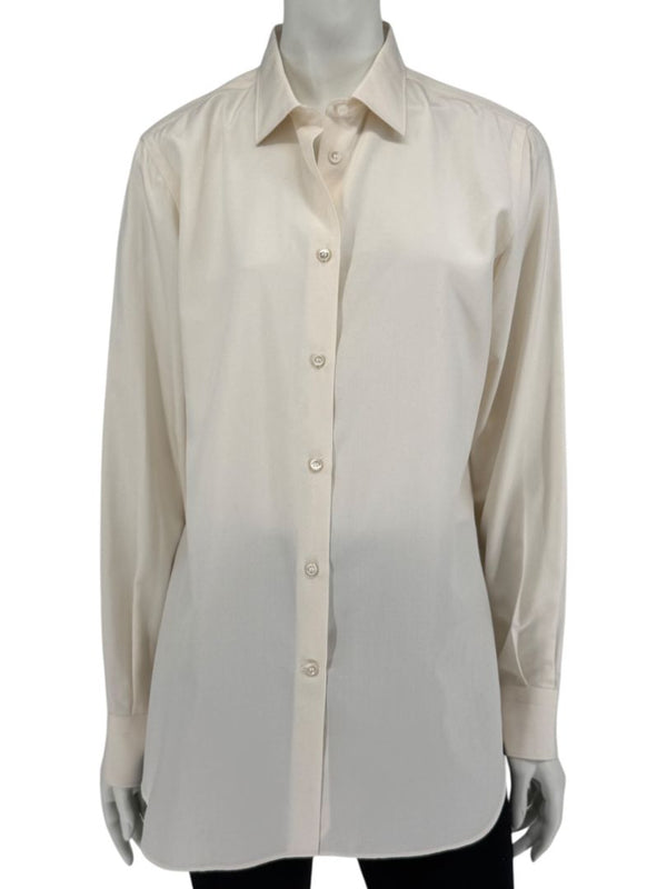 Loro Piana Ivory Silk Button-Up Shirt – Size IT 46