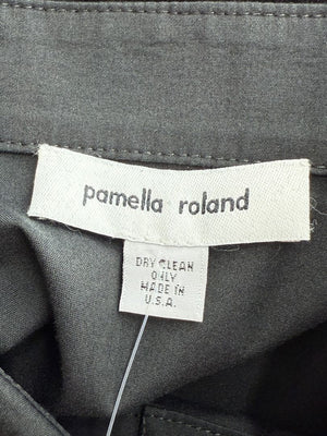 Pamella Roland Black Sleeveless Button-Front Blouse - Large