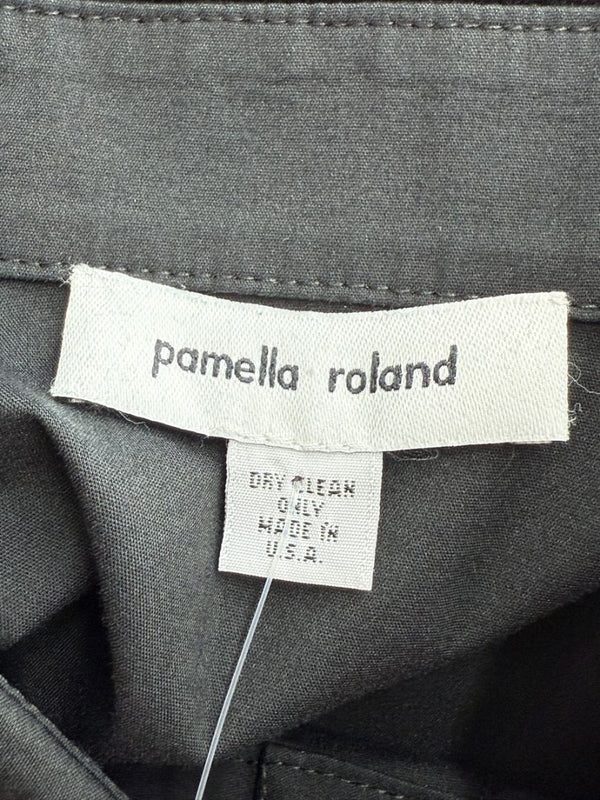 Pamella Roland Black Sleeveless Button-Front Blouse - Large