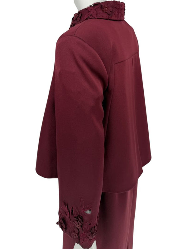 Pamella Roland Burgundy Embellished 2-Piece Set – Large